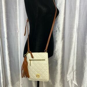 Joy Ivory Leather Quilted Crossbody Purse